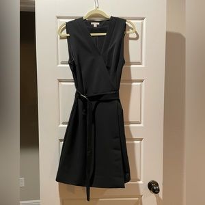 Knee length black wrap dress